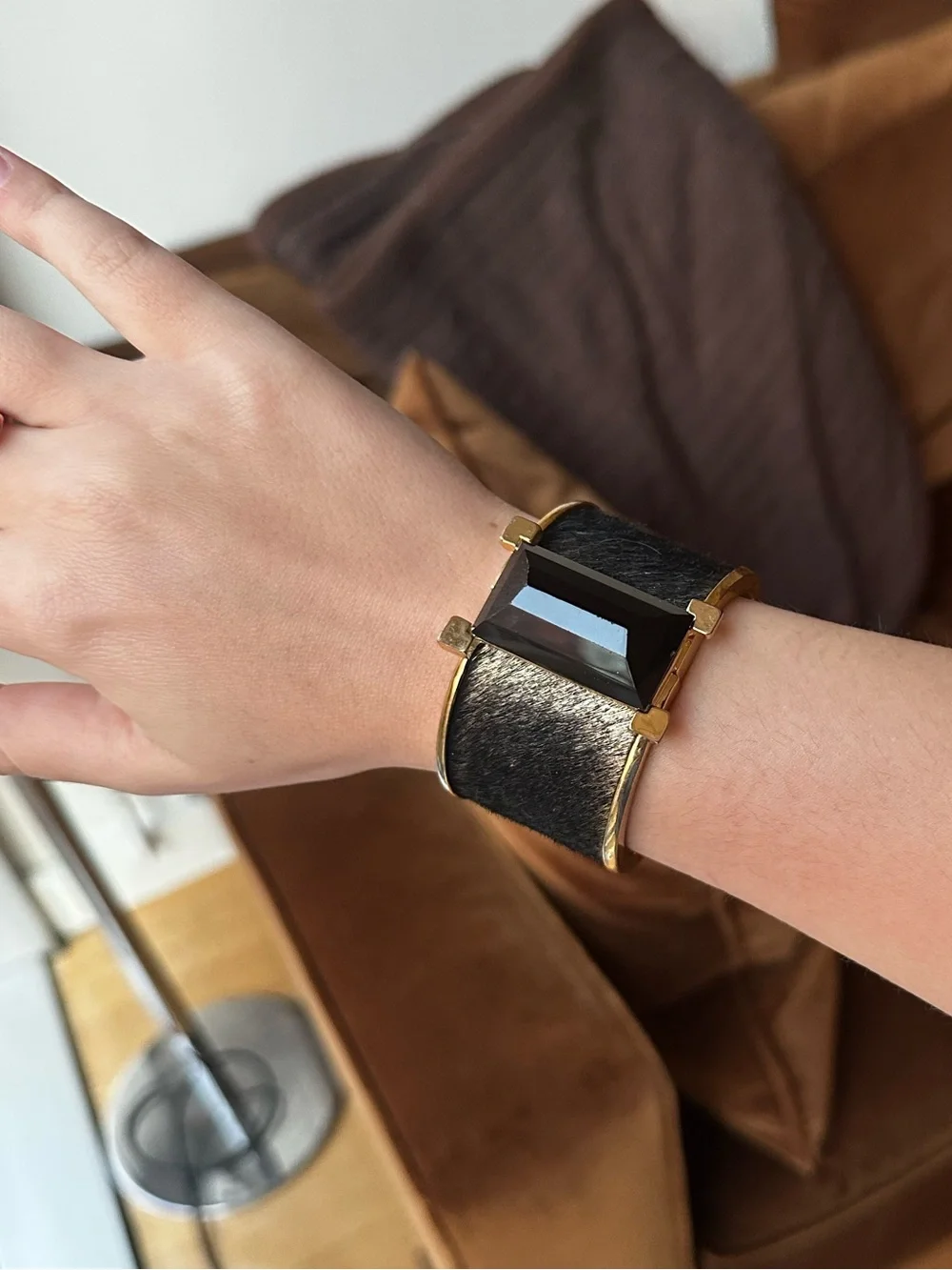 KARA by Kara Ross Gold-Tone & Black Pony Hair Cuff Bracelet